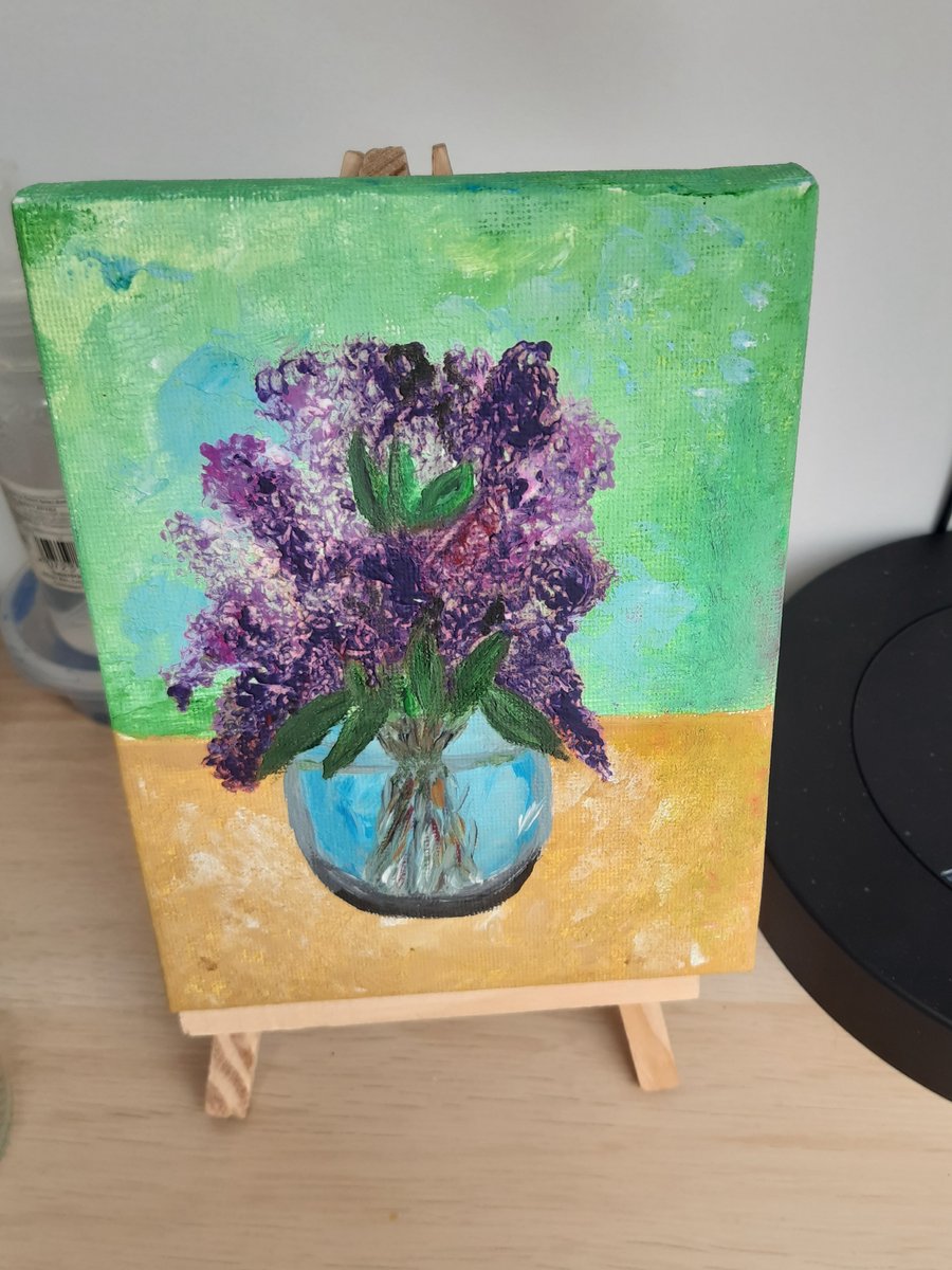 Small oil  painting purple spray 