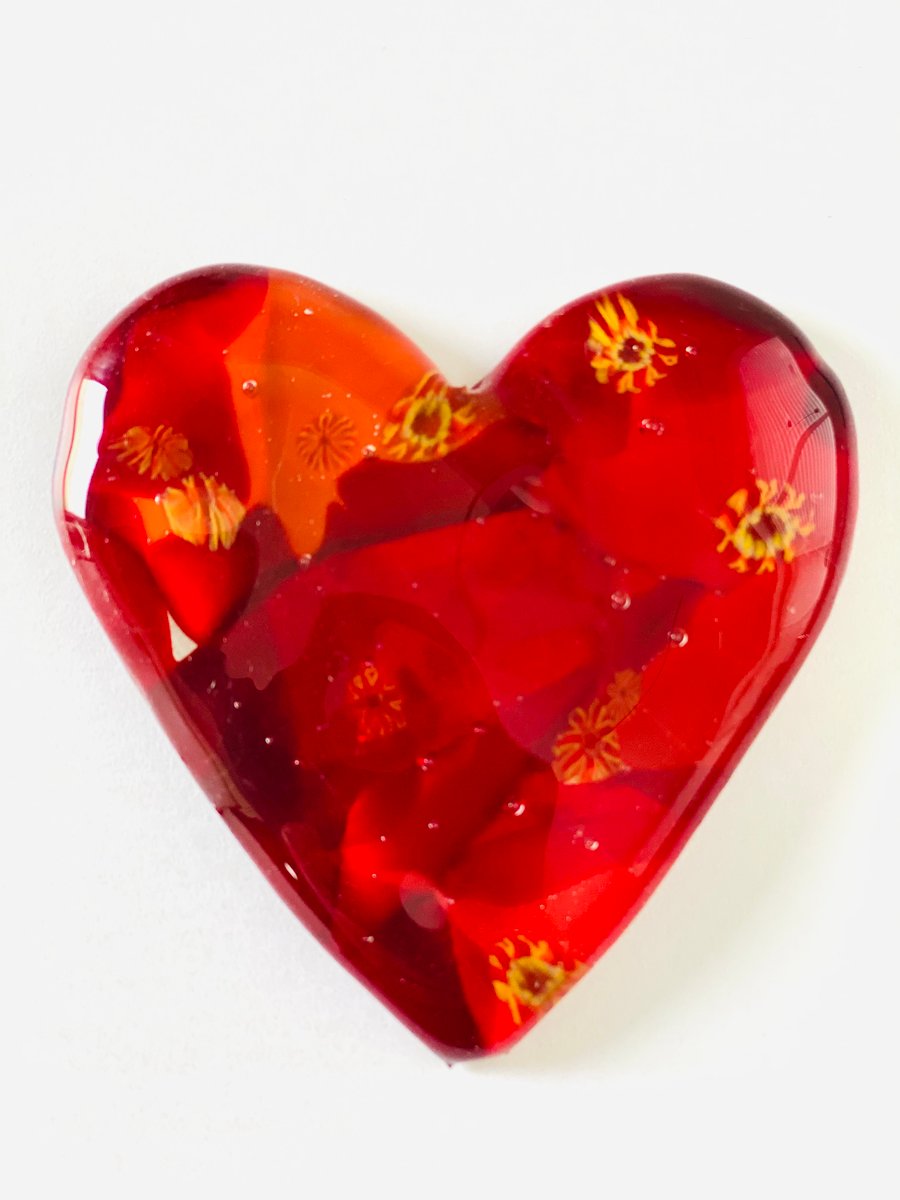 fused glass cast heart