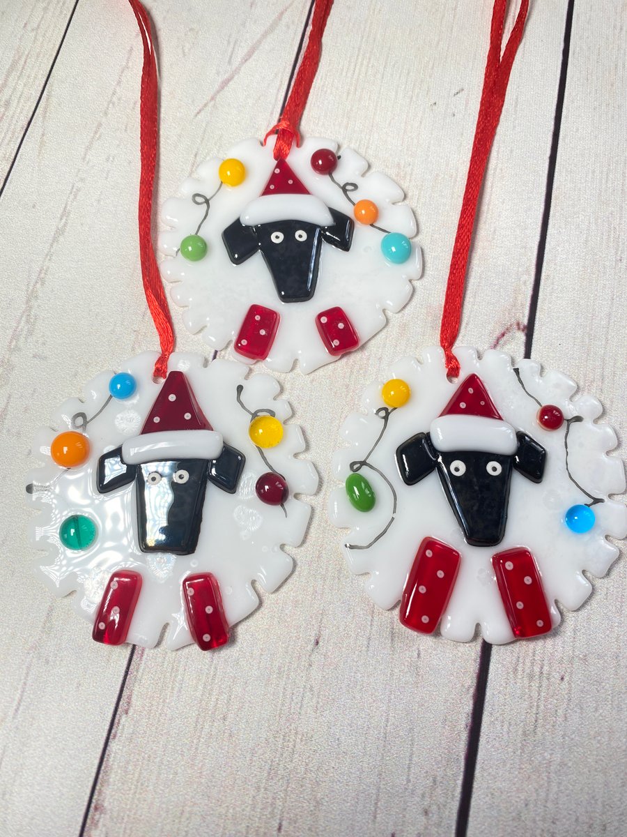 Fused glass Christmas sheep 