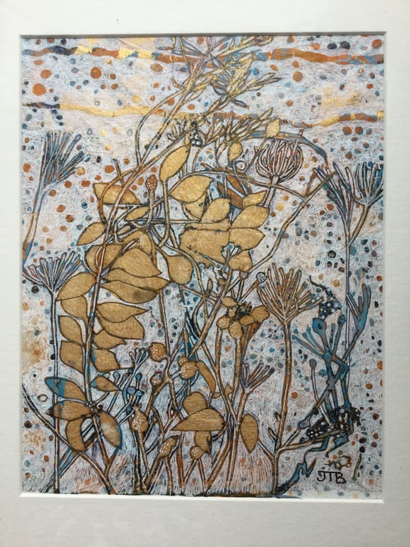 Original Painting of Plants in Mixed Materials