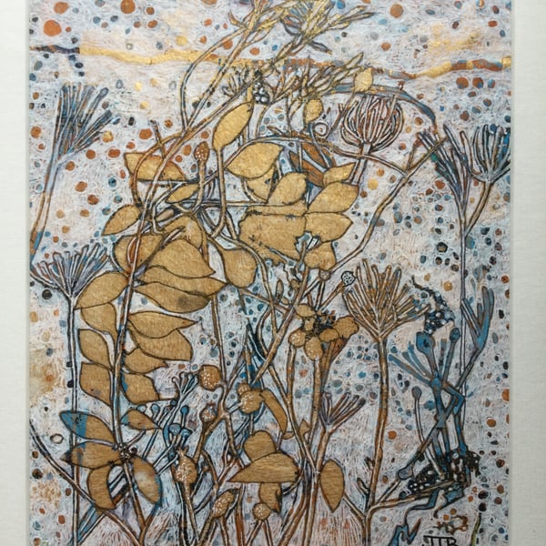 Original Painting of Plants in Mixed Materials