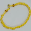 Large Yellow and White Beaded Cord Bracelet 