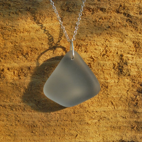Grey sea glass pendant