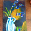 Bluebells in a vase contemporary still life painting 