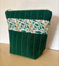 Budding Daisy Quilted Zip Pouch in Pinstripe Forest Green