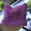 Baby hat with pompoms 100% wool (9-18 months)