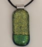 Gold & Green Dichroic Fused Glass Pendant