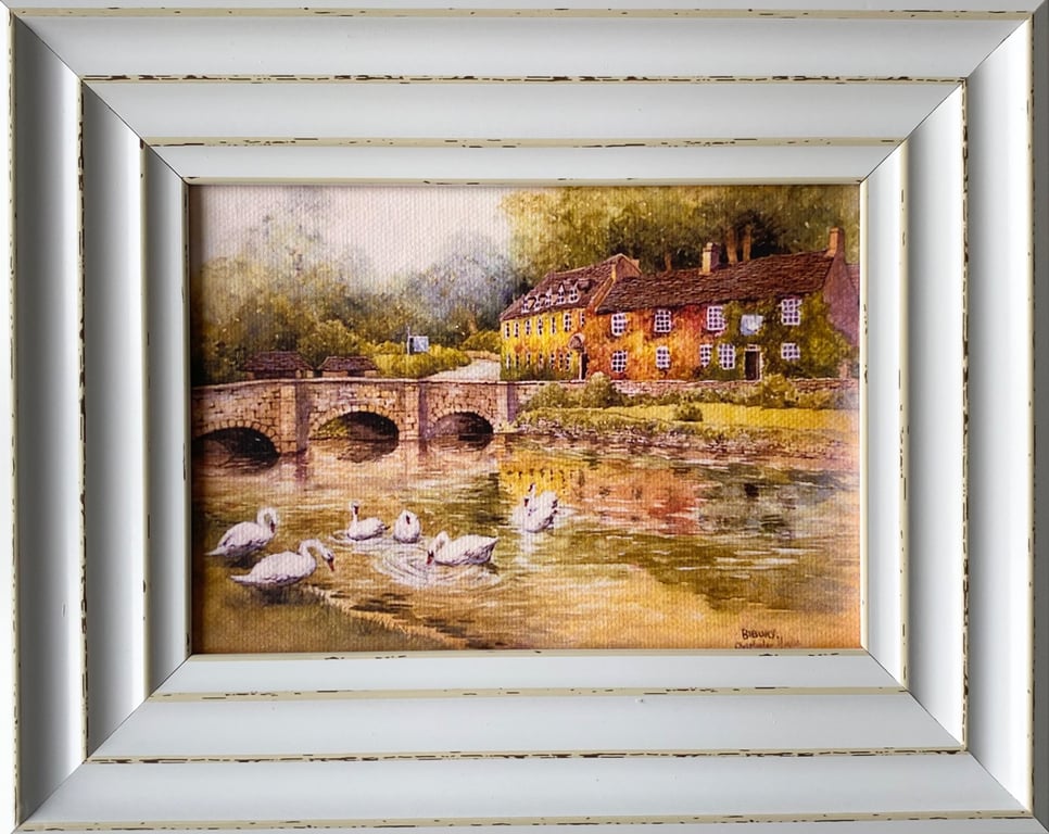 Bibury .The Cotswolds . Framed Special Edition Canvas Print 
