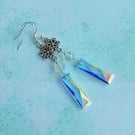 Flower Earrings with Ab Crystal Drops