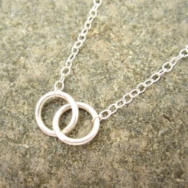 Sisters Silver necklace Pure design - Two Circle necklace - Round, 