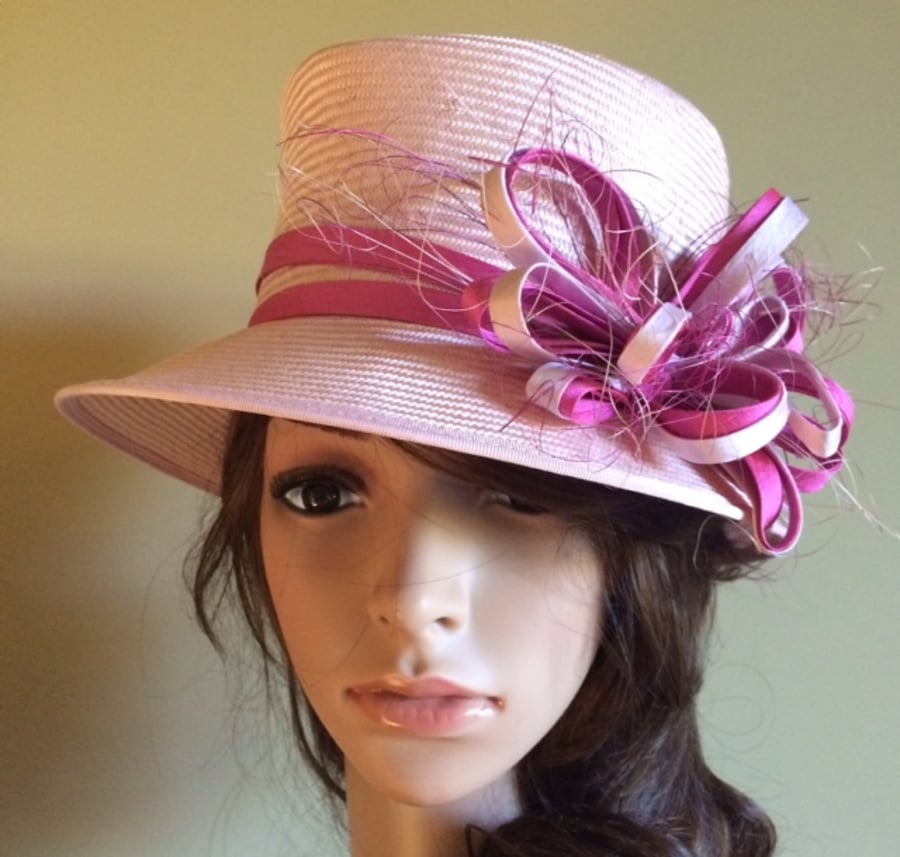 Bespoke Pale pink hat mother of the bride, weddings,races