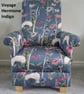 Children's Armchair Voyage Hermione Indigo Blue Fabric Purple Floral Girls Bees - Image 2