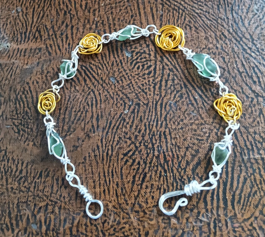 YELLOW ROSES & SEAGLASS - Bracelet 