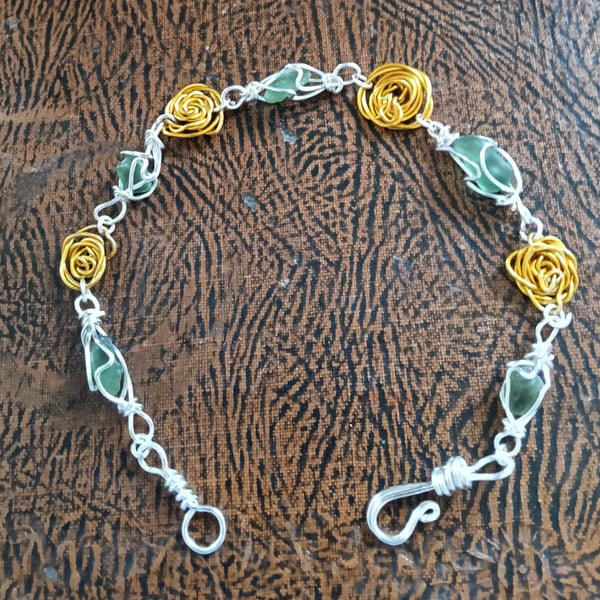 YELLOW ROSES & SEAGLASS - Bracelet 