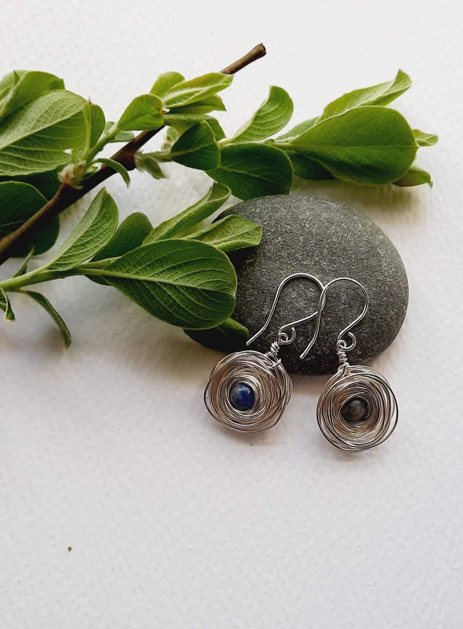 Silver Plated Wire Wrapped Bead Earring
