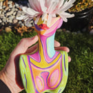 Pop Art Face Vase – Hand-Painted Body Sculpture, colorful Home Decor