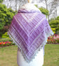 Crochet ombre acrylic shawl in shades of lilac, grey and white. Crochet shawl. - Image 5