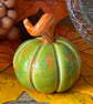 Green Small standing ceramic pumpkin decoration 