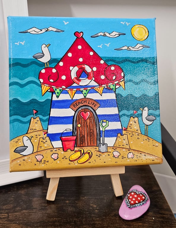 Beach hut square canvas