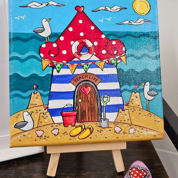 Beach hut square canvas