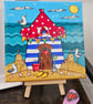 Beach hut square canvas