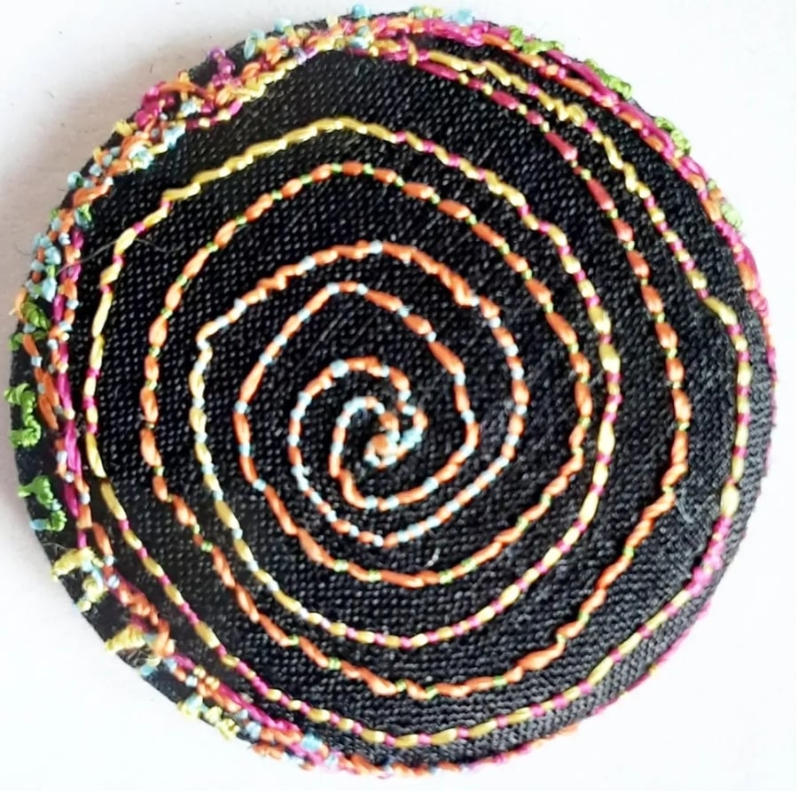 Buttons 1 inch button Hand Dyed Silks and Cottons Free Machine Embroidery Button