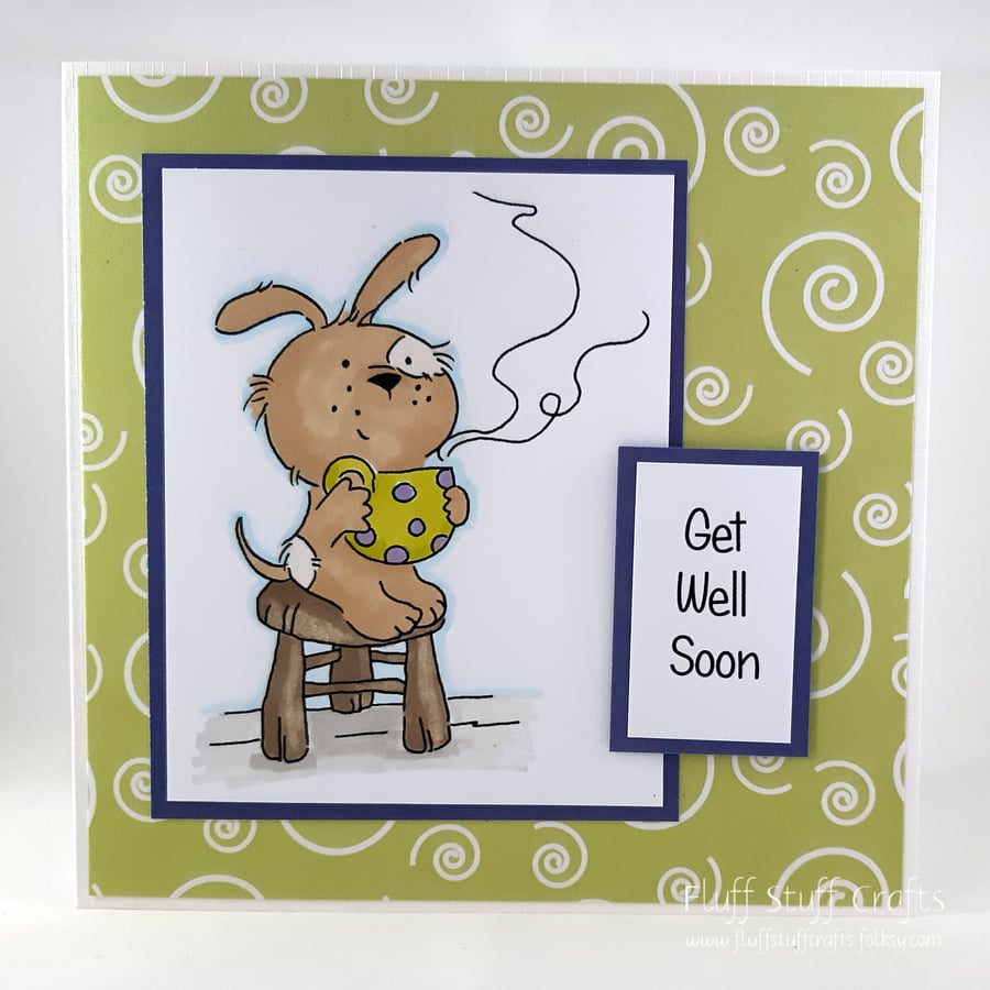 Handmade Get Well Soon card - hug in a mug