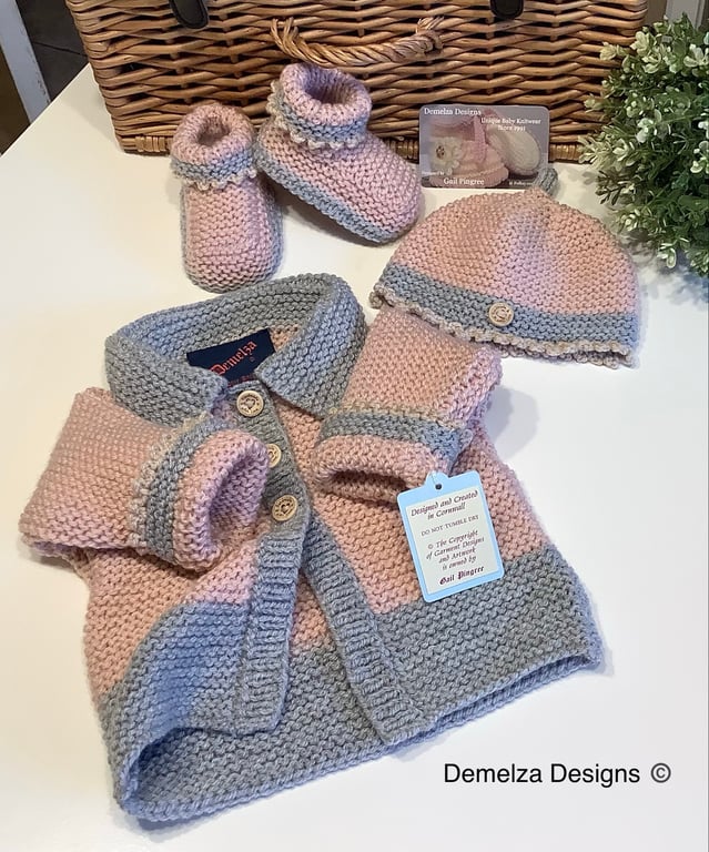 Baby Jacket - Layette Set Hand Knitted Baby Girl's 0-6 Months Size