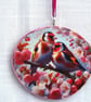 Goldfinches decoupage log slice wall decoration. - Image 1