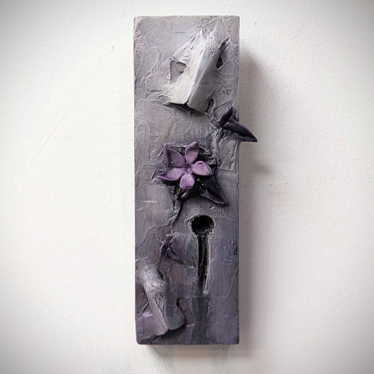 Fragments xxix - small, ethereal, haunting moth, flower and keyhole sculpture