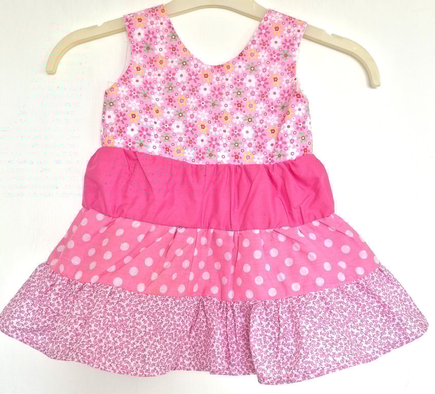 Pink colours todddlers tiered sundress 1 - 2 years
