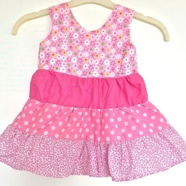 Pink colours todddlers tiered sundress 1 - 2 years