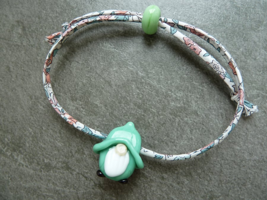 liberty fabric adjustable bracelet gnome