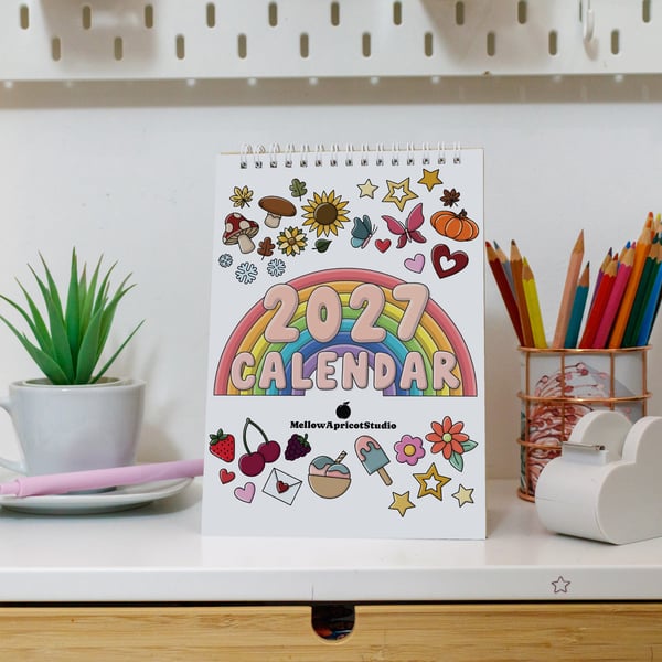 2027 Colourful Desk Calendar with Journal Prompts