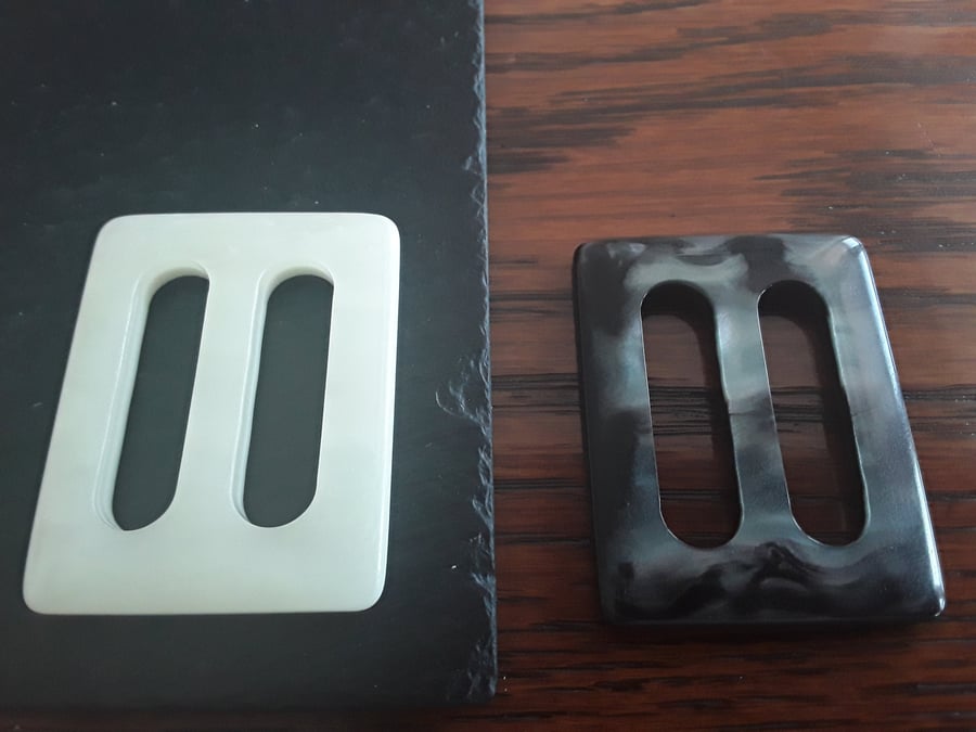 1" 25mm Grey mix and Cream mix VINTAGE Slide Buckle.