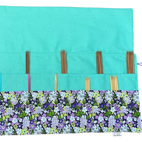 Liberty fabric Floral Double pointed case, DPN knitting needle case, crochet hoo