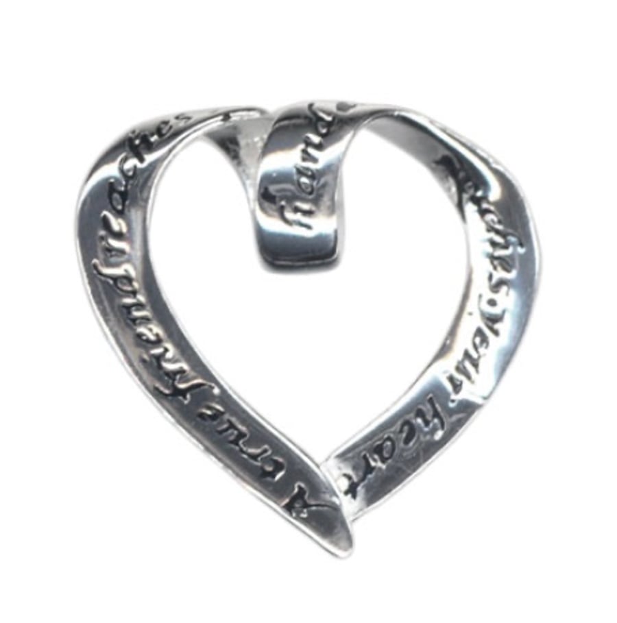 Sterling Silver Ribbon Love Heart Sentiment Message Charm