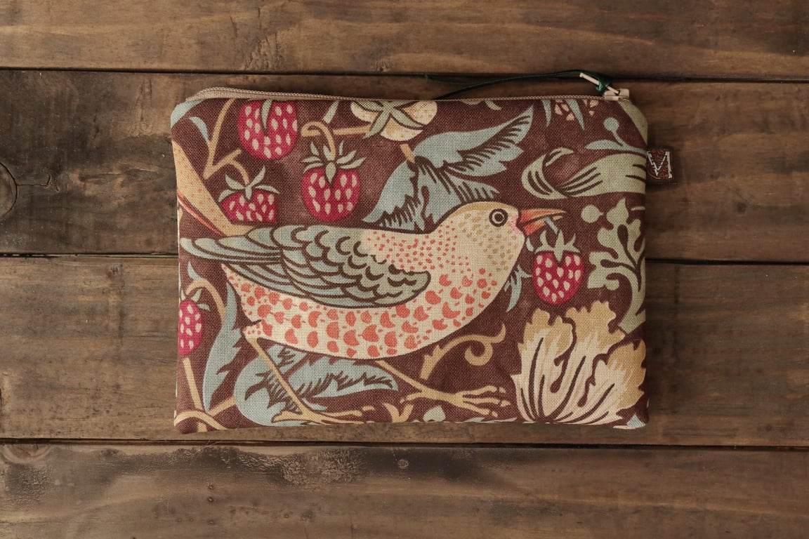 William Morris Strawberry Thief May Pouch Chocolate