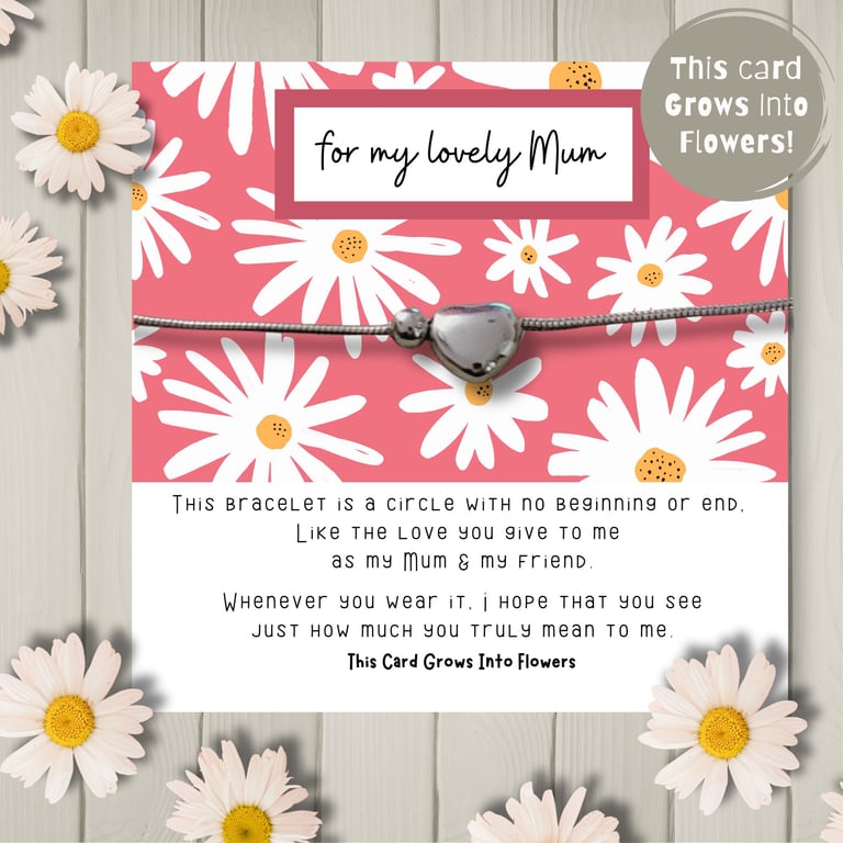 Silver Heart Charm Bracelet With Plantable Card, Mother's Day Gift