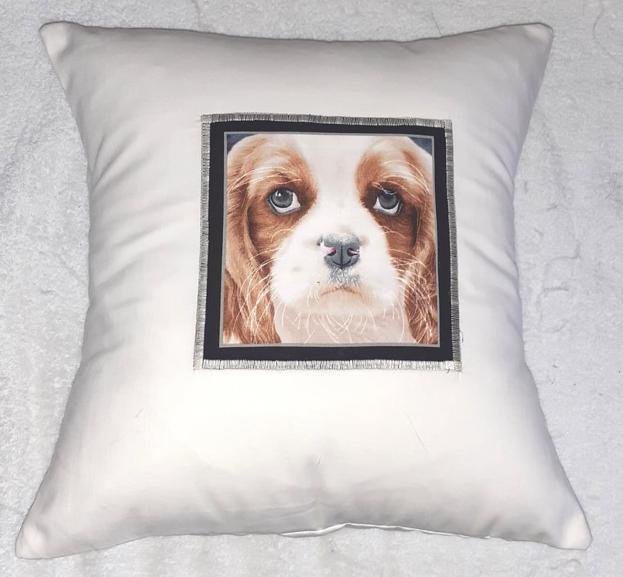 King Charles Spaniel Puppy Portrait cushion