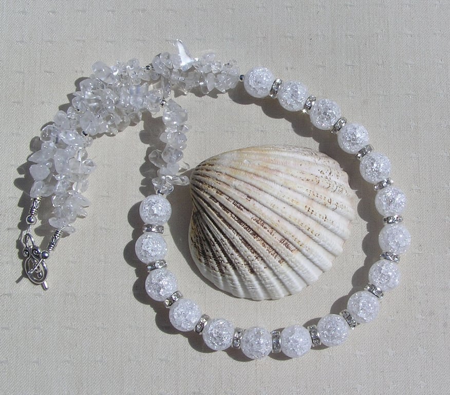 Clear Quartz Gemstone Chunky Statement Necklace "Phoenix"