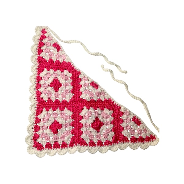 Handmade crochet pink patchwork bandana boho style 