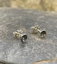 Silver Oxidised Earrings-Tiny Disk Studs - Image 1