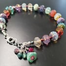 Moonflower Bracelet with Hand Wrapped Charms