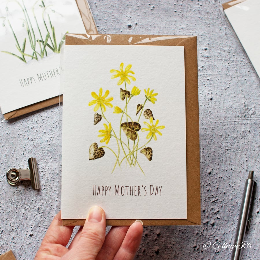 Lesser Celandine Mother's Day Card by CottageRts