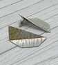 Aluminium Stud Earrings - Lightweight Folded Geometric Shape Hammer Texture Gold - Image 1