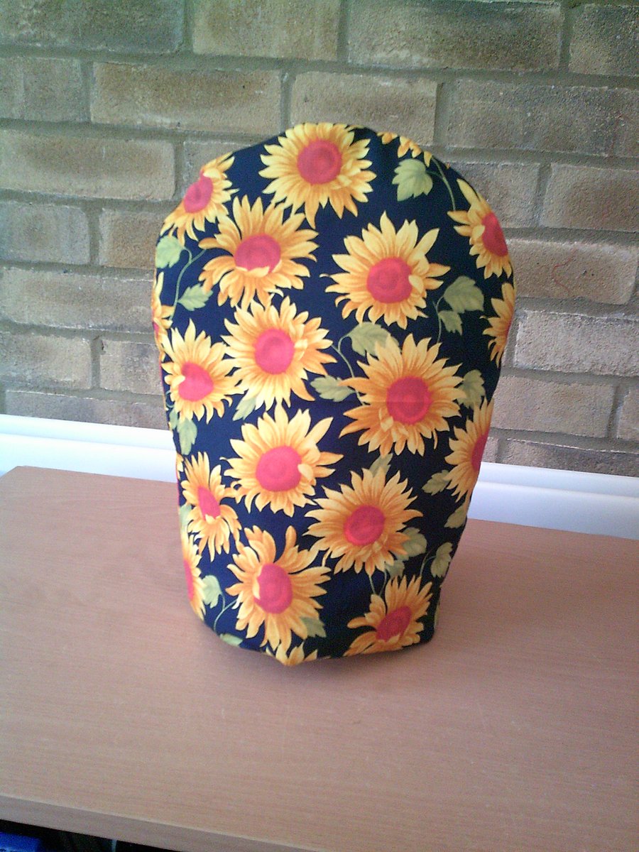 Large Coffee Pot Cosy with Sunflowers on a Black Background