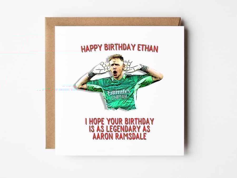 Aaron Ramsdale Birthday Card, Personalised Arsenal Birthday Card, Card For Son