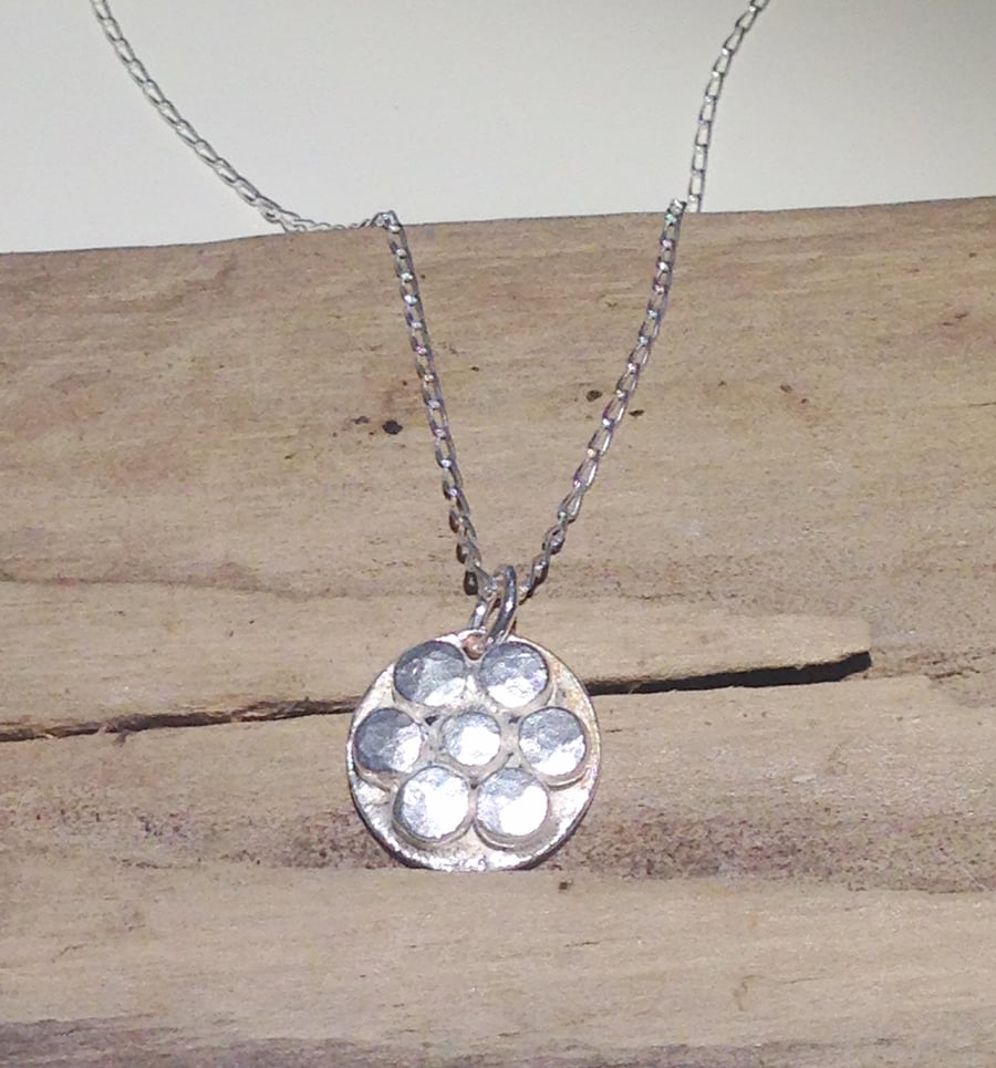  Handmade Sterling Silver and Copper Flower Pendant Without Chain - RESERVED