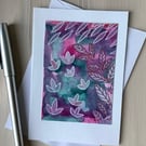 Frosty floral art card original